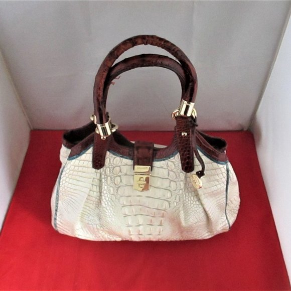 Brahmin Elisa Pearl Presley Embossed Leather Satchel - Picture 6 of 16